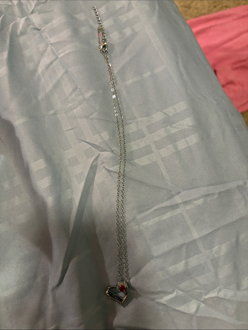 Silver necklace Mother’s Day gift with red jewel